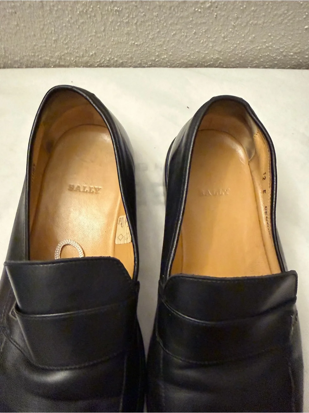 Bally Black Leather Slip-On men Loafers, SZ12, pre-owned
